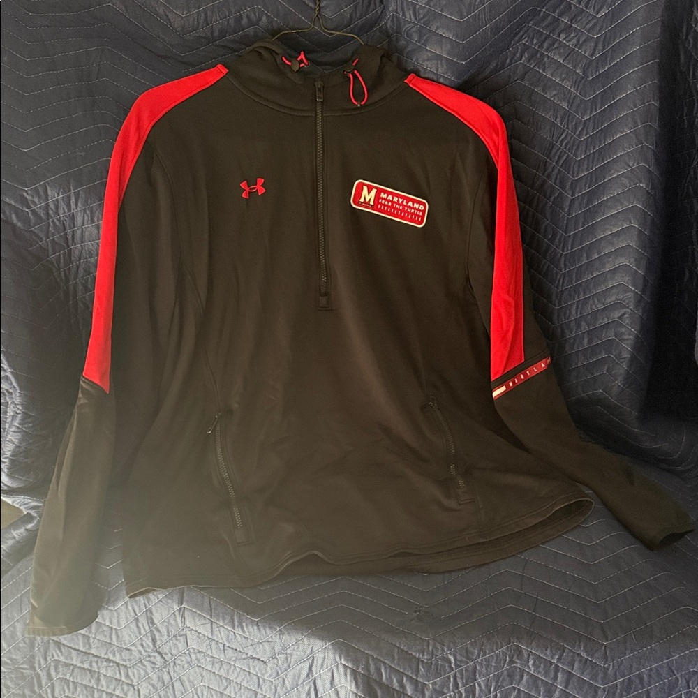 Under Armour Black  and Red U of Maryland Quarter-Zip Pullover